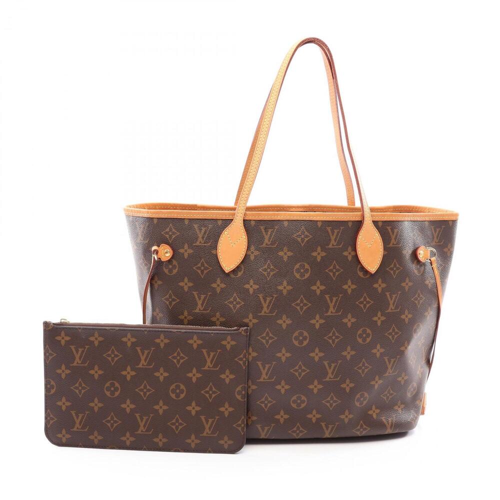 Louis Vuitton Neverfull MM Monogram Tote Bag Handbag, Coated Canvas and Leath...